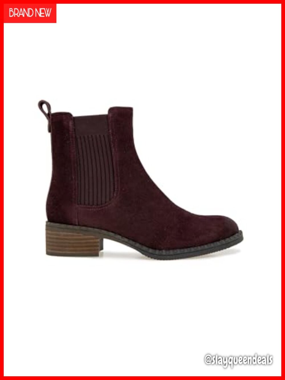 Suede Ankle Bootie Elastic Chelsea Block Heel Rounded Toe - Picture 6 of 6